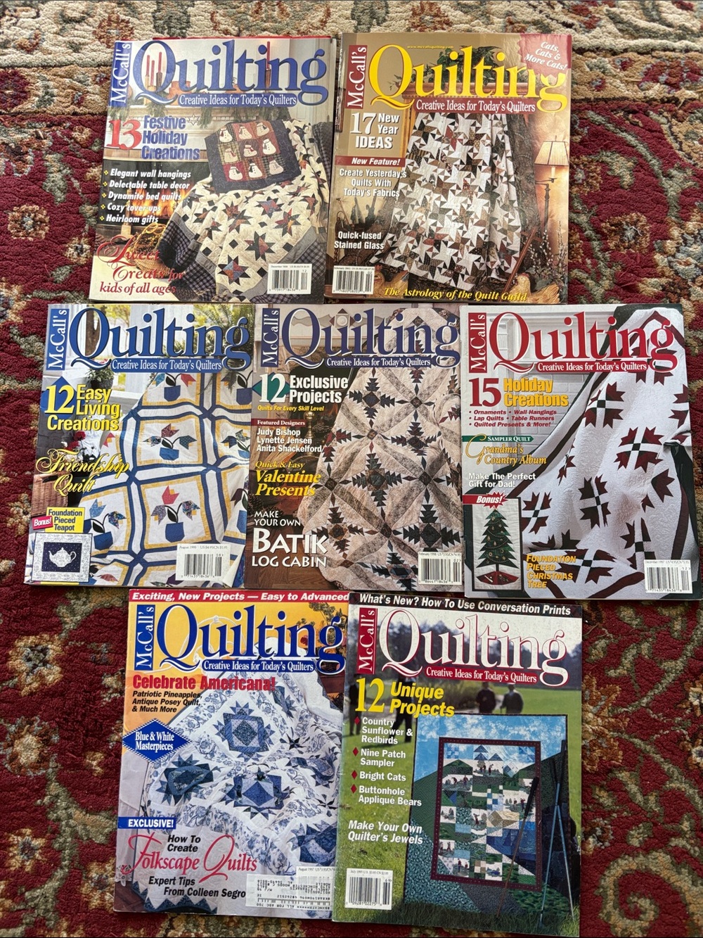McCall’s Quilting Magazines.  Creative Ideas fir Today’s Quilters.  7 issues